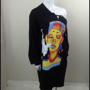 Ladies print black dress